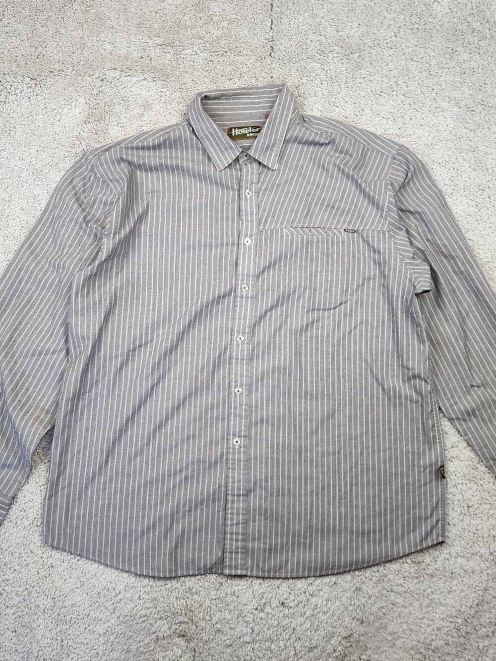 Howler Brothers Mens Size XL Grey Stripe Button Shirt Fishing Austin Texas USA